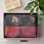 Luxe Zwarte Paspop met Rode Bloemendecoupage Tissuepapier (Geschenk)