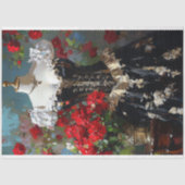 Luxe Zwarte Paspop Rode Bloemendecoupage Tissuepapier (Voorkant)