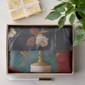 Luxe Zwarte Paspop Rode Bloemendecoupage Tissuepapier (Geschenk)