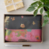Luxe Zwarte Paspop Roze Bloemendecoupage Tissuepapier (Geschenk)