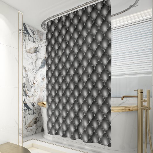 Luxe zwarte quilt nep-diamant douchegordijn
