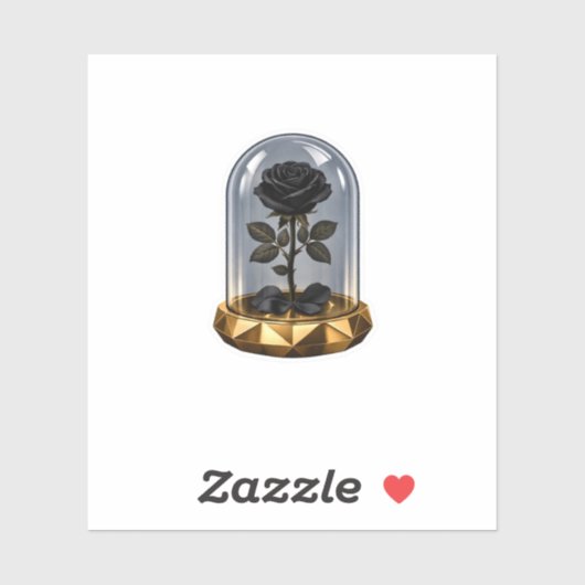 Luxe Zwarte Roos Glazen Koepel Sticker Aesthetisch (Vel)