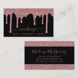 Luxe zwarte Roos Gold Sparkle Glitter-schijven Visitekaartje