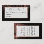 Luxe zwarte Roos Gold Sparkly Glitter Fringe Aanbevelingskaartje (Voorkant / Achterkant)