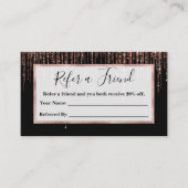 Luxe zwarte Roos Gold Sparkly Glitter Fringe Aanbevelingskaartje (Voorkant)