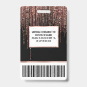 Luxe zwarte Roos Gold Sparkly Glitter Fringe Badge (Achterkant)