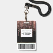 Luxe zwarte Roos Gold Sparkly Glitter Fringe Badge (Achterkant met lanyard)