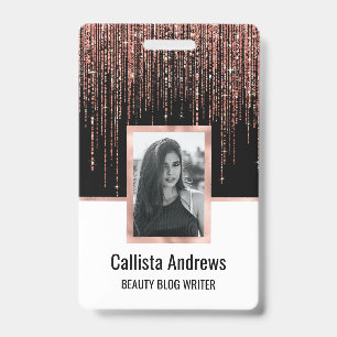 Luxe zwarte Roos Gold Sparkly Glitter Fringe Badge