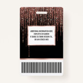 Luxe zwarte Roos Gold Sparkly Glitter Fringe Badge (Achterkant)