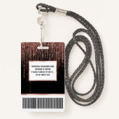 Luxe zwarte Roos Gold Sparkly Glitter Fringe Badge (Achterkant met draagriem)