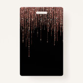 Luxe zwarte Roos Gold Sparkly Glitter Fringe Badge (Achterkant)