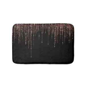 Luxe zwarte Roos Gold Sparkly Glitter Fringe Badmat