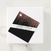 Luxe zwarte Roos Gold Sparkly Glitter Fringe Bedankjes Labels (In situ)