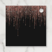 Luxe zwarte Roos Gold Sparkly Glitter Fringe Bedankjes Labels (Achterkant)