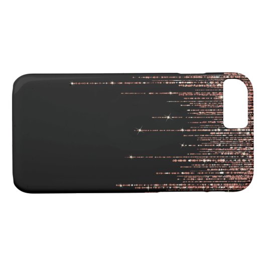 Luxe zwarte Roos Gold Sparkly Glitter Fringe Case-Mate iPhone Case (Achterkant (Horizontaal))