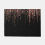 Luxe zwarte Roos Gold Sparkly Glitter Fringe Deurmat (Voorkant)
