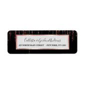 Luxe zwarte Roos Gold Sparkly Glitter Fringe Etiket (Voorkant)