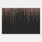 Luxe zwarte Roos Gold Sparkly Glitter Fringe Inpakpapier Vel (Voorkant 2)