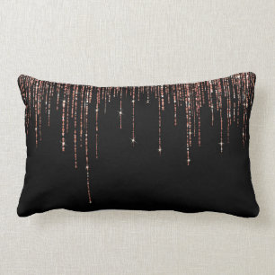Luxe zwarte Roos Gold Sparkly Glitter Fringe Kussen