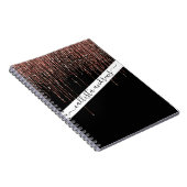 Luxe zwarte Roos Gold Sparkly Glitter Fringe Notitieboek (Rechterzijde)