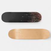 Luxe zwarte Roos Gold Sparkly Glitter Fringe Persoonlijk Skateboard (Horizontaal)