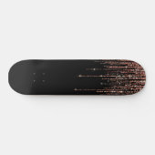 Luxe zwarte Roos Gold Sparkly Glitter Fringe Persoonlijk Skateboard (Horizontaal)