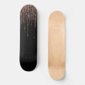 Luxe zwarte Roos Gold Sparkly Glitter Fringe Persoonlijk Skateboard (Voorkant)