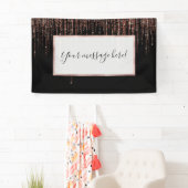 Luxe zwarte Roos Gold Sparkly Glitter Fringe Spandoek (Insitu)