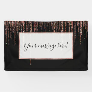 Luxe zwarte Roos Gold Sparkly Glitter Fringe Spandoek
