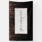 Luxe zwarte Roos Gold Sparkly Glitter Fringe Spandoek (Verticaal)