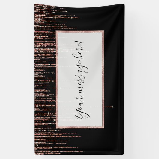 Luxe zwarte Roos Gold Sparkly Glitter Fringe Spandoek (Verticaal)