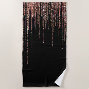 Luxe zwarte Roos Gold Sparkly Glitter Fringe Strandlaken