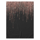 Luxe zwarte Roos Gold Sparkly Glitter Fringe Tafelkleed (Voorkant)
