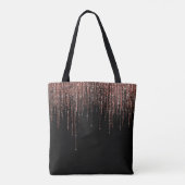 Luxe zwarte Roos Gold Sparkly Glitter Fringe Tote Bag (Achterkant)
