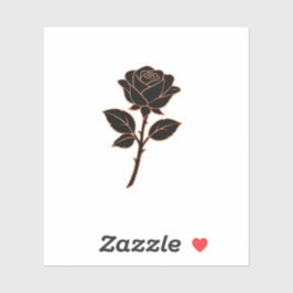 Luxe Zwarte Roos Sticker Moderne Metalen Koper D