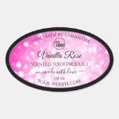 Luxe zwarte roze gelitter-productetiketten toevoeg ovale sticker (Voorkant)