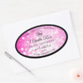 Luxe zwarte roze gelitter-productetiketten toevoeg ovale sticker (Envelop)