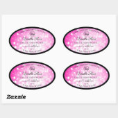 Luxe zwarte roze gelitter-productetiketten toevoeg ovale sticker (Vel)