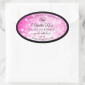 Luxe zwarte roze gelitter-productetiketten toevoeg ovale sticker (Tas)