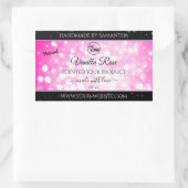 Luxe zwarte roze gelitter-productetiketten toevoeg rechthoekige sticker (Tas)