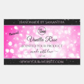 Luxe zwarte roze gelitter-productetiketten toevoeg rechthoekige sticker (Voorkant)