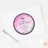 Luxe zwarte roze gelitter-productetiketten toevoeg ronde sticker (Envelop)
