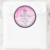 Luxe zwarte roze gelitter-productetiketten toevoeg ronde sticker (Tas)
