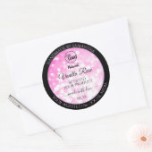 Luxe zwarte roze gelitter-productetiketten toevoeg ronde sticker (Envelop)