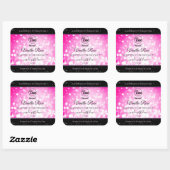 Luxe zwarte roze gelitter-productetiketten toevoeg vierkante sticker (Vel)