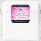 Luxe zwarte roze gelitter-productetiketten toevoeg vierkante sticker (Tas)