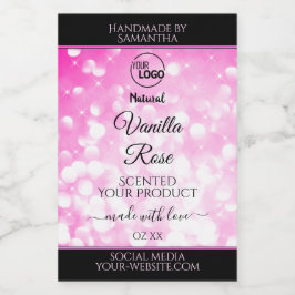 Luxe zwarte roze gelitter-productetiketten toevoeg voedselcontainer etiket