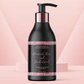 Luxe zwarte & roze glitter cosmetica fles label