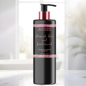 Luxe zwarte & roze glitter cosmetica fles label