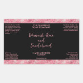 Luxe zwarte & roze glitter cosmetica fles label (Voorkant)
